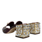 Maroon Crystal Leather Slides Sandals Shoes