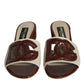 Beige Brown Logo Slides Heels Sandals Shoes