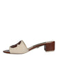 Beige Brown Logo Slides Heels Sandals Shoes