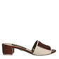 Beige Brown Logo Slides Heels Sandals Shoes