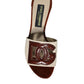 Beige Brown Logo Slides Heels Sandals Shoes