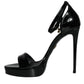 Black KEIRA Heels Ankle Strap Sandals Shoes