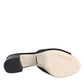 Black Logo Plaque Leather Heels Sandals Shoes