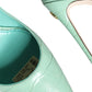 Mint Green Leather Heels Slingback Pumps Shoes
