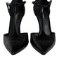 Black Patent Leather T-strap Heels Pumps Shoes