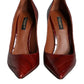 Dark Red Leather High Heels Pumps Shoes