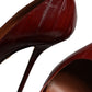 Dark Red Leather High Heels Pumps Shoes