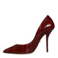 Dark Red Leather High Heels Pumps Shoes