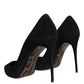 Black Suede Leather High Heels Pumps Shoes