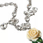 Silver Brass Clear Crystal Roses Pendants Necklace