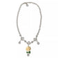 Silver Brass Clear Crystal Roses Pendants Necklace