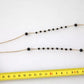 Gold Sterling Silver 925 Black Beaded Rosary Chain Necklace