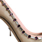 Nude Embellished Mesh Heels Pumps Shoes