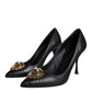 Black Leather Heart DEVOTION Pumps Shoes