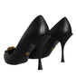 Black Leather Heart DEVOTION Pumps Shoes
