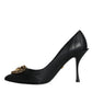 Black Leather Heart DEVOTION Pumps Shoes