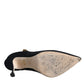 Black Mary Jane Jersey Crystal Pumps Shoes