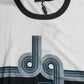 White Blue Cotton Logo Short Sleeve  T-shirt