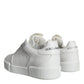 White Calfskin Leather Miami Low Top Sneakers Shoes