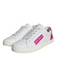 White Pink Leather Logo Classic Sneaker Shoes
