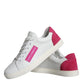 White Pink Leather Logo Classic Sneaker Shoes