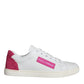 White Pink Leather Logo Classic Sneaker Shoes
