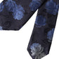 Dark Blue Floral Fantasy Silk Adjustable Men Tie