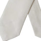 Off White Patterned Silk Classic Adjustable Tie