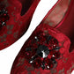 Red Lace Crystal Ballet Flats Loafers Shoes