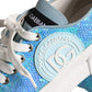 Blue White Sequined Low Top Sneakers Shoes