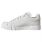 White Calfskin Leather Miami Low Top Sneakers Shoes