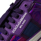 Purple Leather Low Top Sneakers Men Shoes
