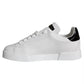 White Black Leather Low Top Sneakers Shoes