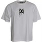 White Logo Round Neck Short Sleeves T-shirt