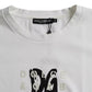 White Logo Round Neck Short Sleeves T-shirt
