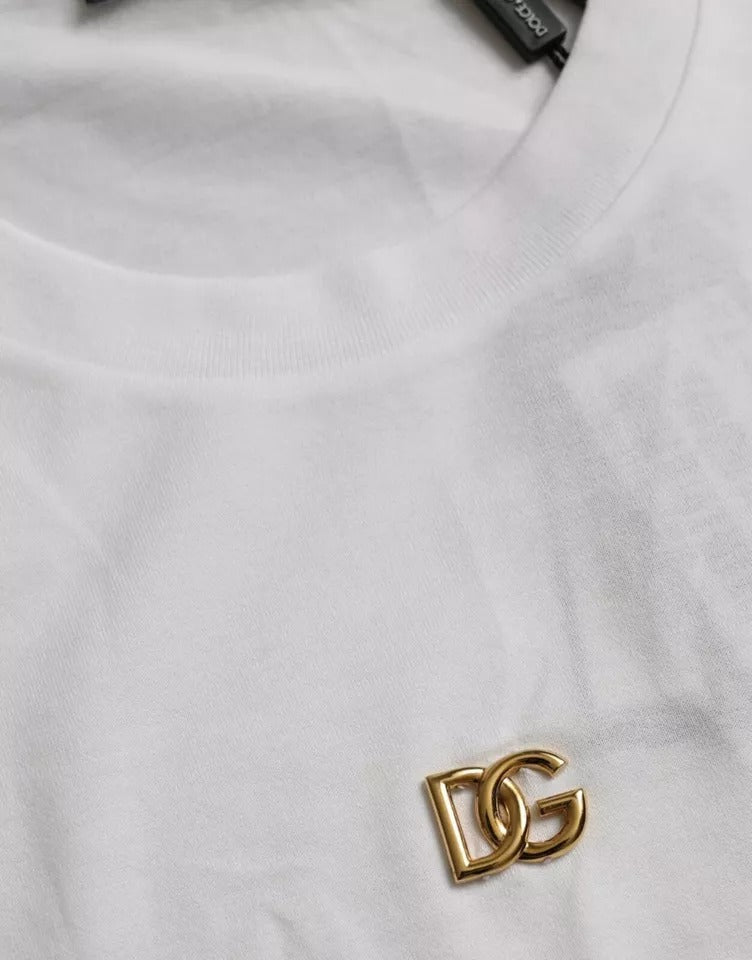 White Metal DG Logo Cotton Short Sleeves T-shirt