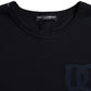 Black Logo Round Neck Short Sleeves T-shirt
