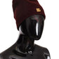 Dark Red Wool Knit Women Logo Beanie Cap Hat