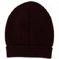 Dark Red Wool Knit Women Logo Beanie Cap Hat