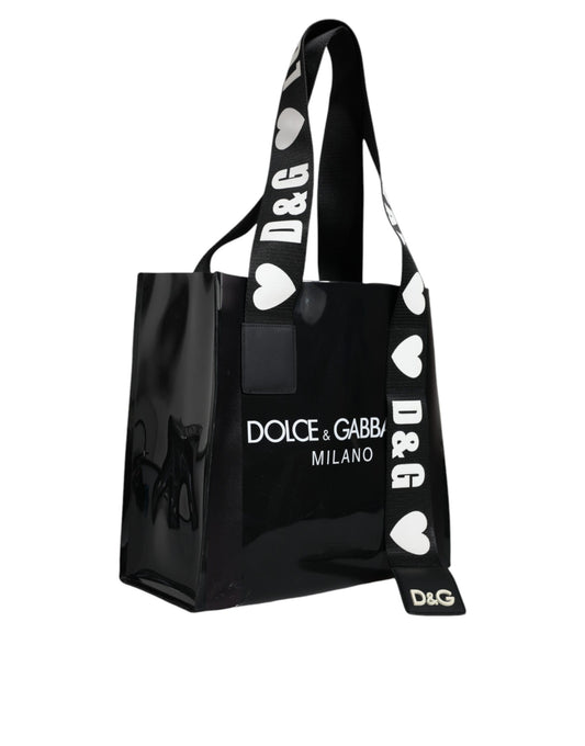 Black Street Logo Print PVC Shopping Tote Bag