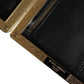 White Leather Gold Frame Clutch Evening Party Purse Bag
