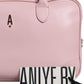 Pink Leather Logo Top Handle Duffel Handbag Women Bag