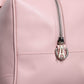 Pink Leather Logo Top Handle Duffel Handbag Women Bag