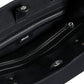 Black Top Handle Canvas Leather Logo Shopping Tote Bag
