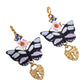 Gold Purple Crystal Butterfly Heart Locket Earrings