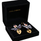 Gold Purple Crystal Butterfly Heart Locket Earrings