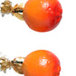 Gold Tone Brass Crystals Orange Lily Clip On Earrings