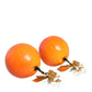 Gold Tone Brass Crystals Orange Lily Clip On Earrings