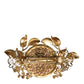 Gold Tone Brass Crystal Floral Hair Clip