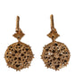 Gold Brass Crystal SICILY Clip Jewelry Dangling Earrings